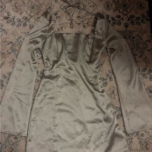 Elegant Long Sleeve Satin Dress